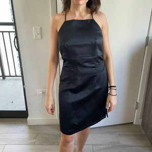 Short thin strap mini black dress